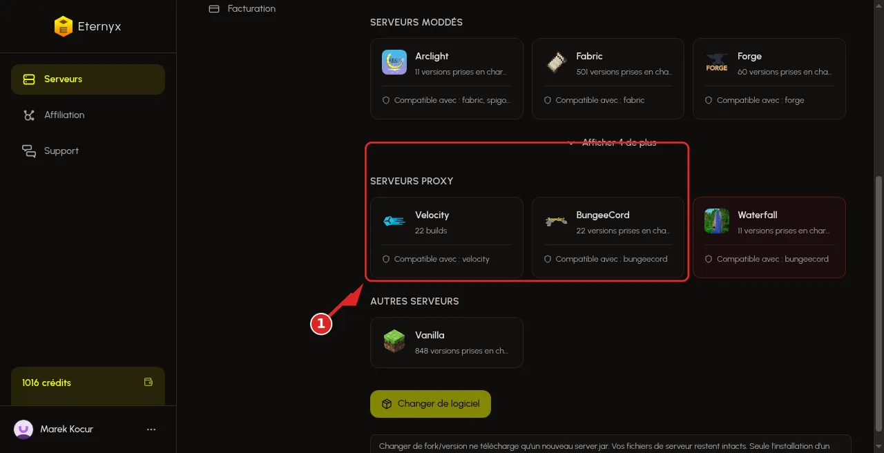 Carte Velocity sur Software