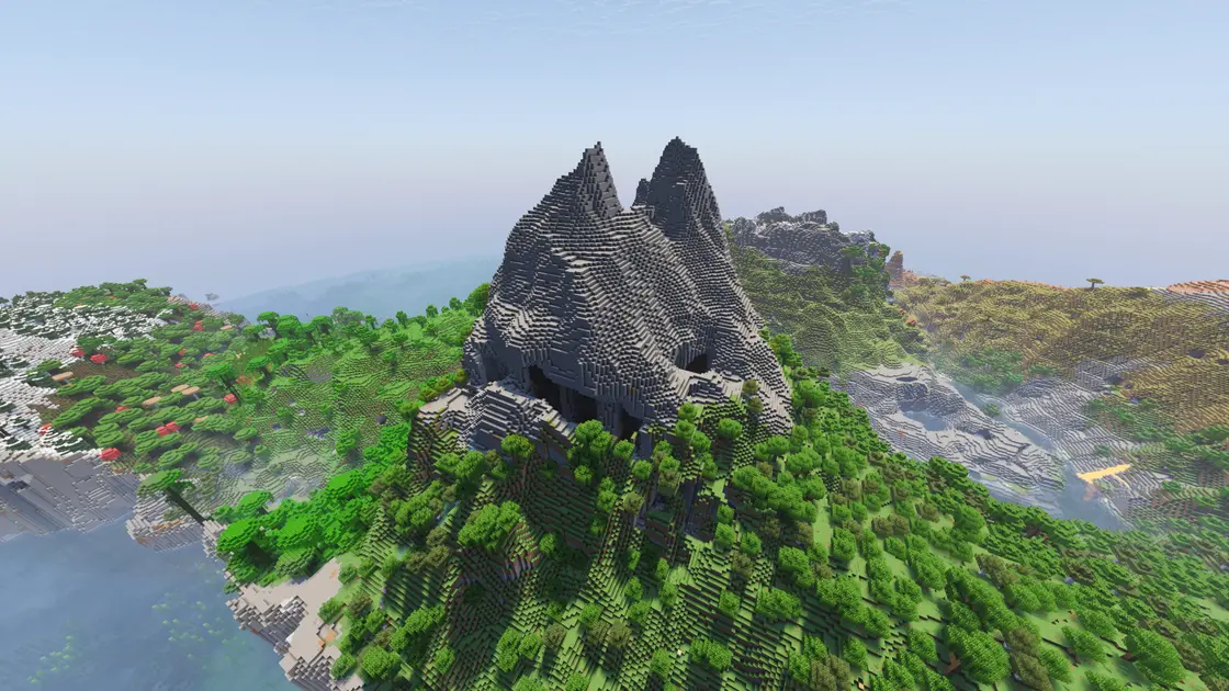 Île riche en biomes avec un beau terrain pour le survival