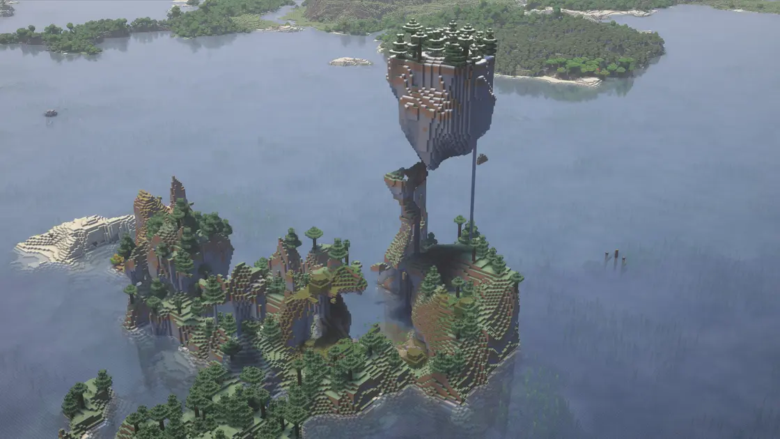 Île flottante au milieu de l'océan près d'une grande Mushroom Island