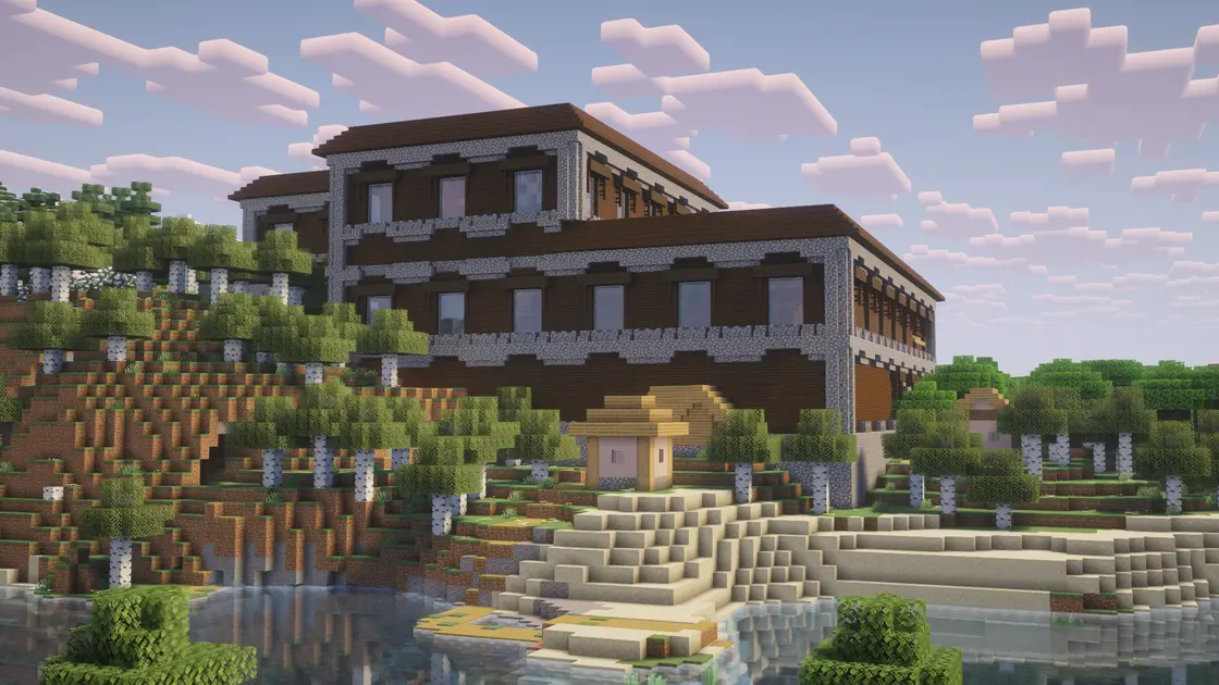 Woodland Mansion avec un village à l'intérieur juste au spawn