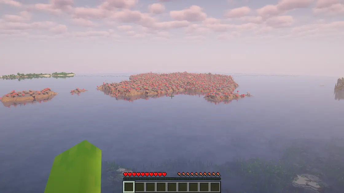 Île flottante au milieu de l'océan près d'une grande Mushroom Island