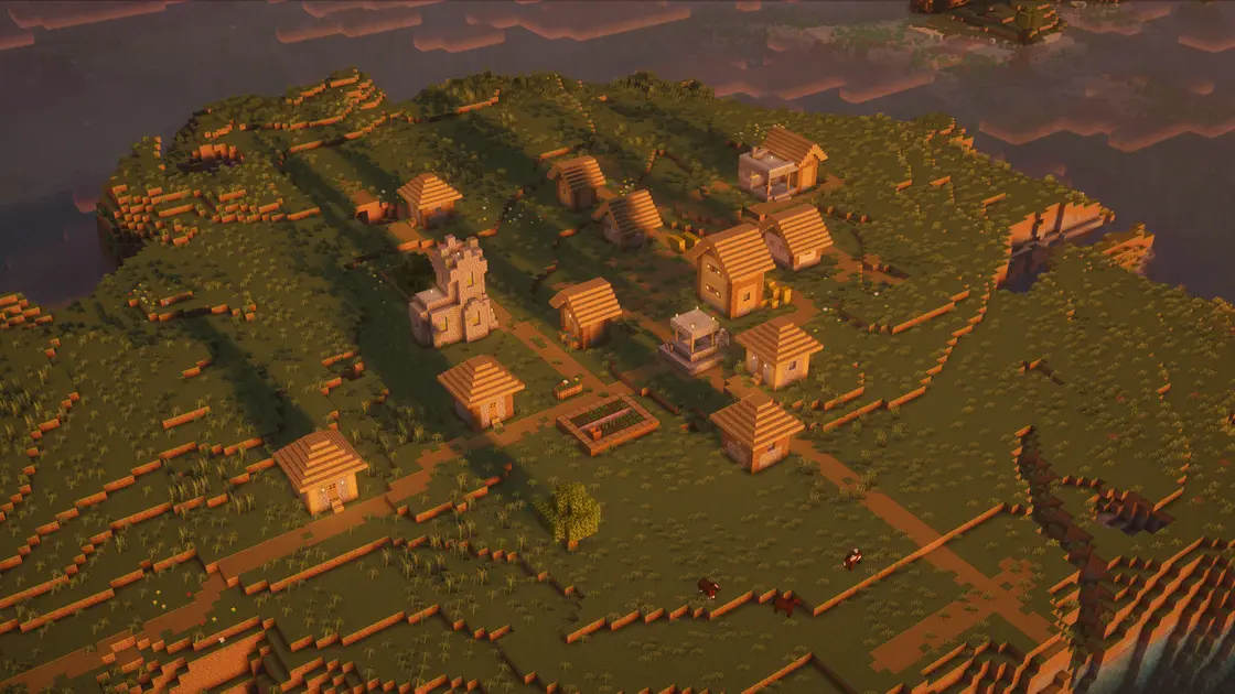 Spawn sur une île avec un village au milieu de l'océan