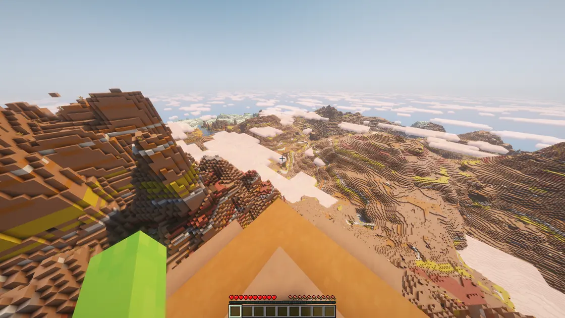 Biome Bedlands géant avec un spawn à Y 250