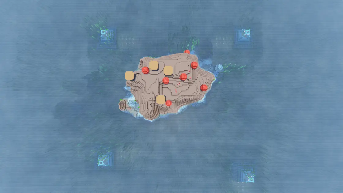 Quatre Ocean Monuments à quelques blocs avec Mushroom Island