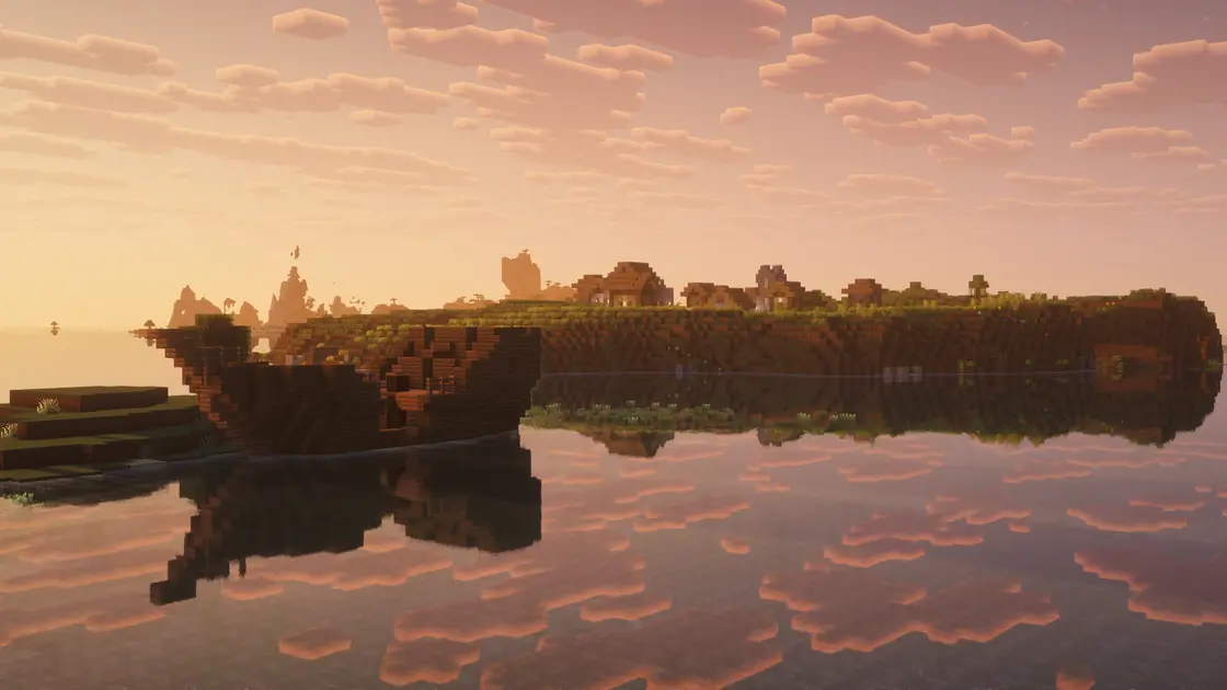 Spawn sur une île avec un village au milieu de l'océan