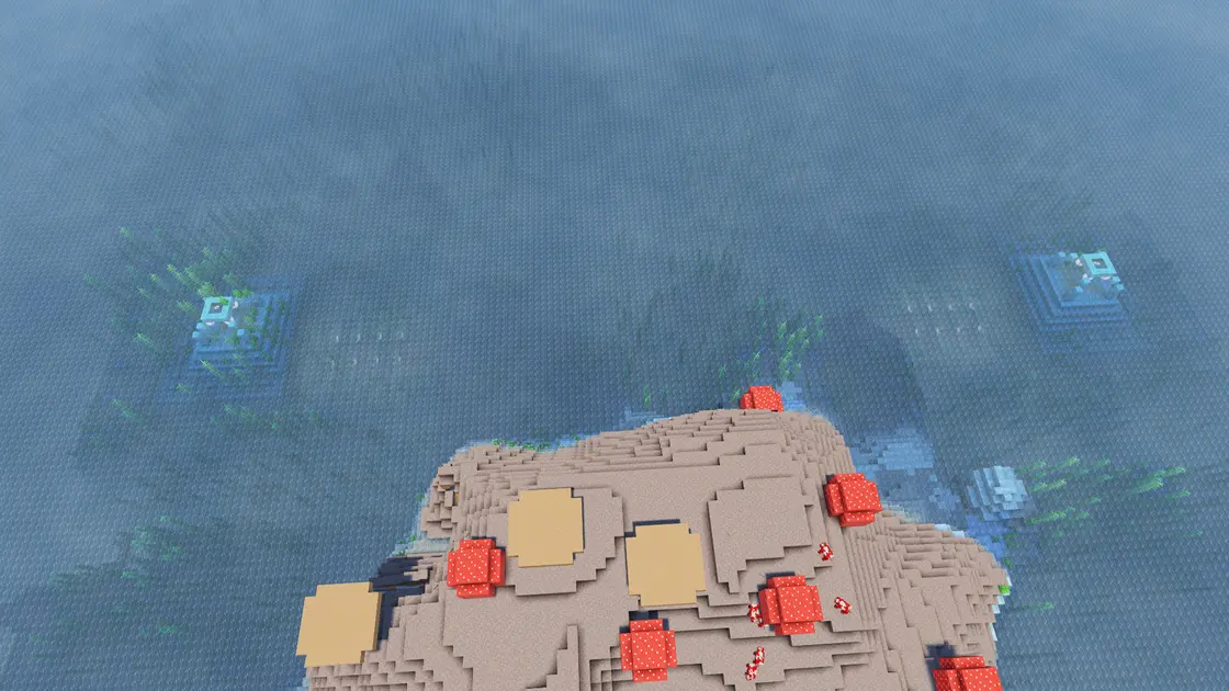Quatre Ocean Monuments à quelques blocs avec Mushroom Island