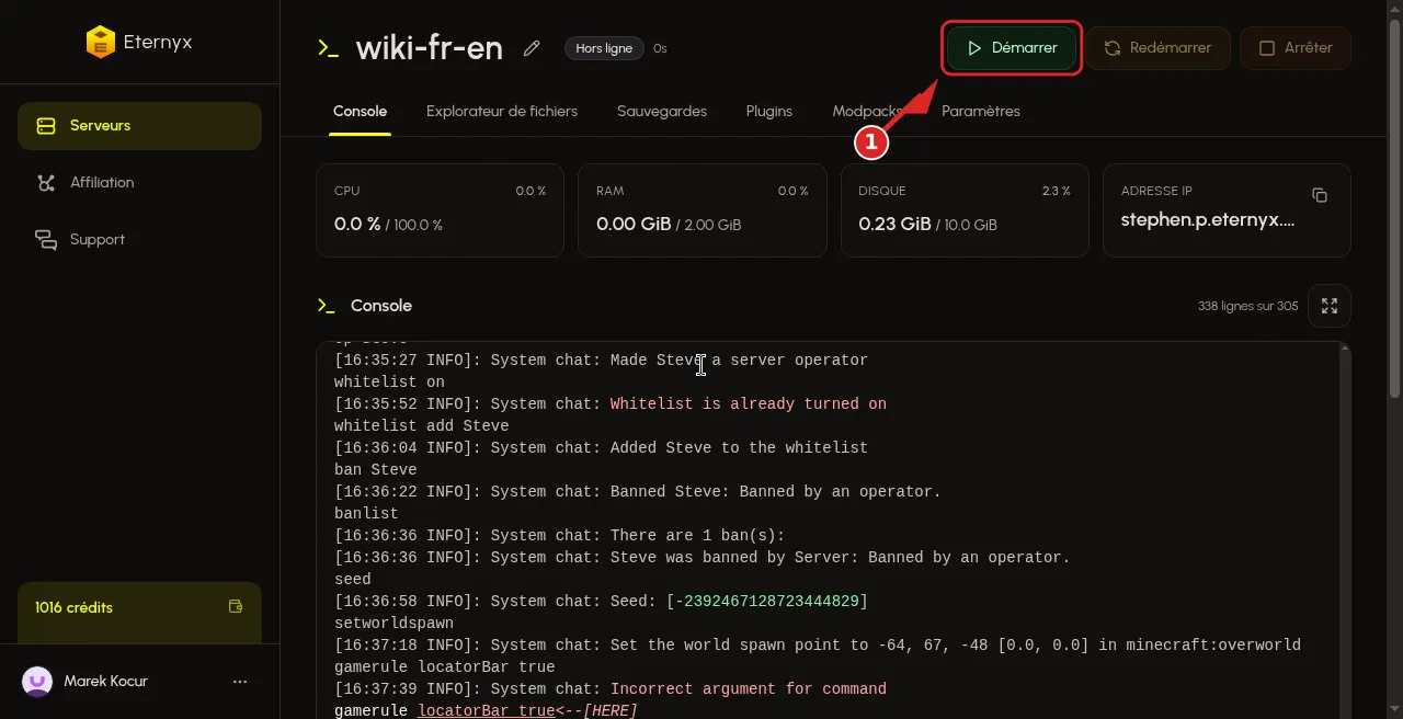 Démarrer après online-mode false