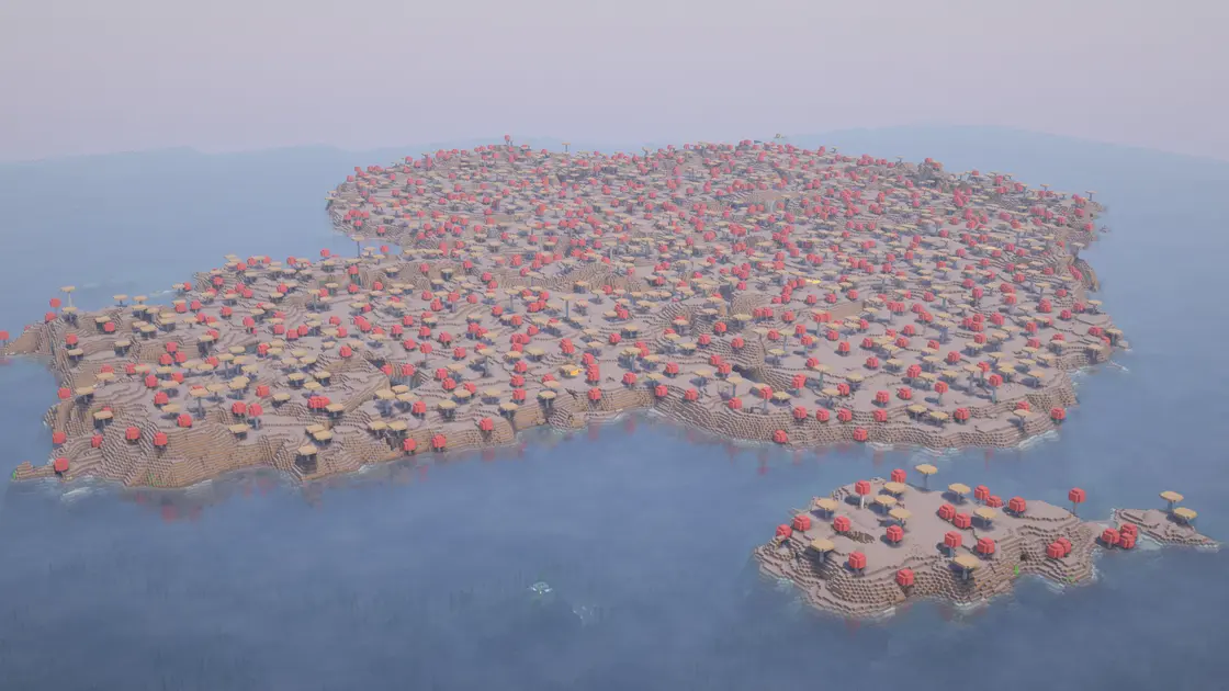 Île flottante au milieu de l'océan près d'une grande Mushroom Island