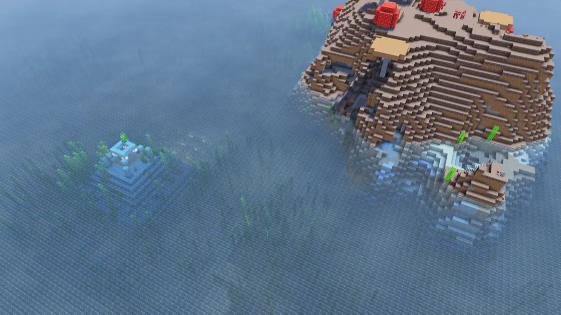 Quatre Ocean Monuments à quelques blocs avec Mushroom Island
