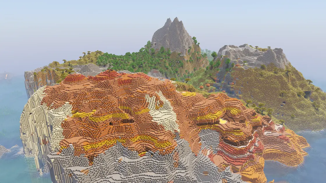 Île riche en biomes avec un beau terrain pour le survival