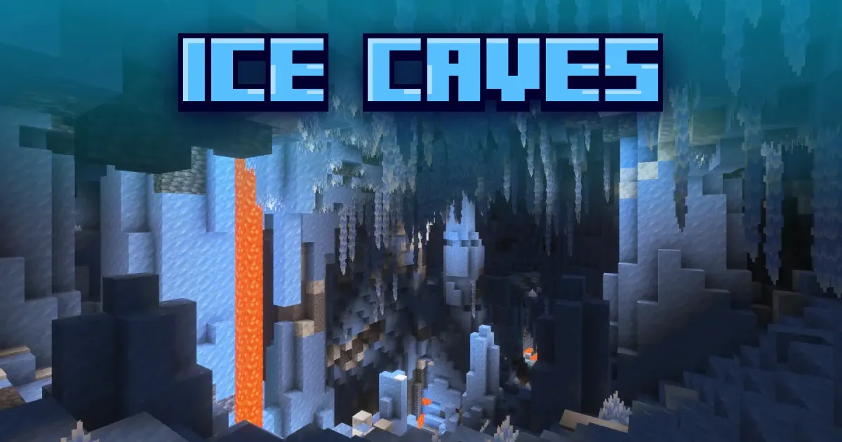 Ice Caves Minecraft: grotte de glace avec cristaux, glaçons et lave, Minecraft LIVE