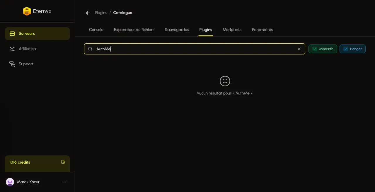Recherche AuthMeReloaded dans Plugins